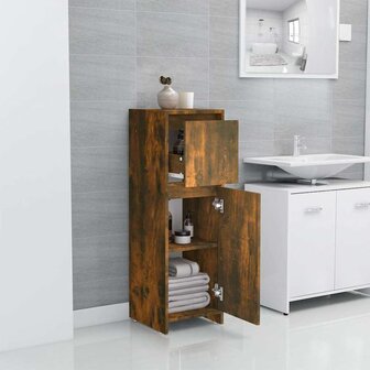 Badkamerkast 30x30x95 cm bewerkt hout gerookt eikenkleurig 9