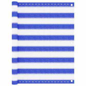 Balkonscherm 90x400 cm HDPE blauw en wit 1