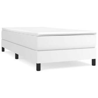 Boxspring bed kunstleer wit 90x200 cm 2