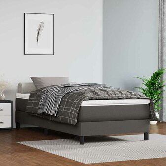 Boxspring bed kunstleer grijs 90x200 cm 1