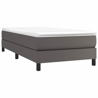 Boxspring bed kunstleer grijs 90x200 cm 3