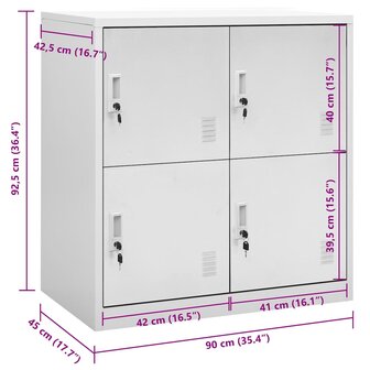 Lockerkast 90x45x92,5 cm staal lichtgrijs 7