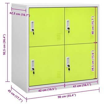Lockerkast 90x45x92,5 cm staal lichtgrijs en groen 7