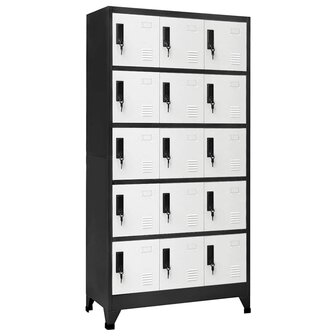 Lockerkast 90x40x180 cm staal antracietkleurig en wit 1