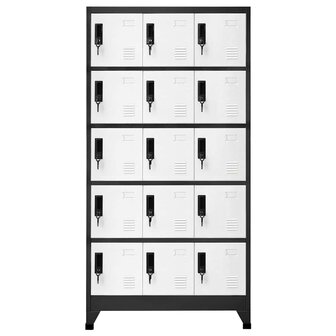 Lockerkast 90x40x180 cm staal antracietkleurig en wit 2