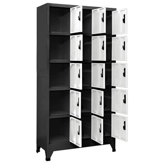 Lockerkast 90x40x180 cm staal antracietkleurig en wit 3
