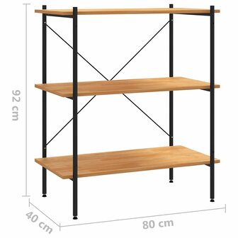 3-laags stellingkast zwart en eiken 80x40x92 cm 7