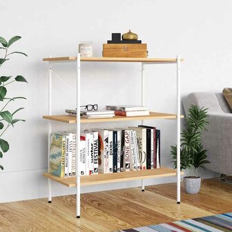 Opbergrek 3-laags 80x40x92 cm wit en eikenkleurig 1