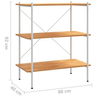 Opbergrek 3-laags 80x40x92 cm wit en eikenkleurig 7