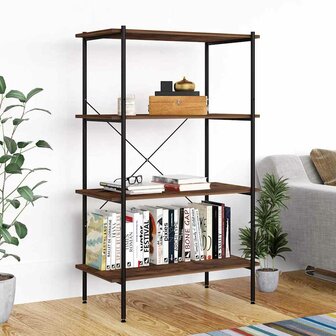 Opbergrek 4-laags 80x40x130 cm zwart en naturel 1
