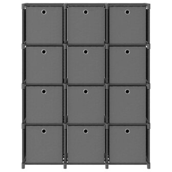 Kast met 12 vakken met boxen 103x30x141 cm stof grijs 2