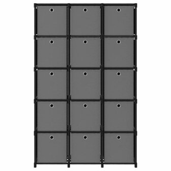 Kast met 15 vakken met boxen 103x30x175,5 cm stof zwart 2