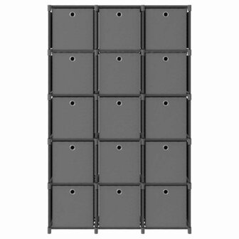 Kast met 15 vakken met boxen 103x30x175,5 cm stof grijs 2
