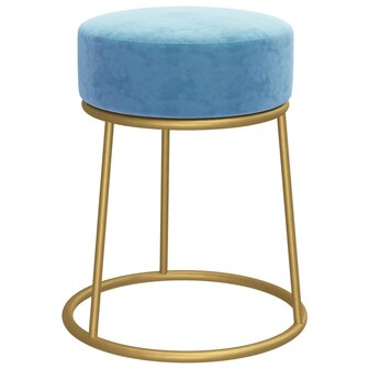 Hocker rond fluweel lichtblauw 2