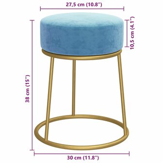 Hocker rond fluweel lichtblauw 6