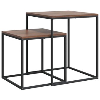 Salontafelset 2 st bewerkt hout en metaal 2