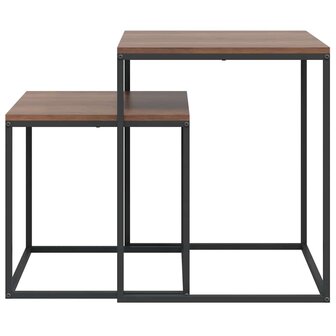 Salontafelset 2 st bewerkt hout en metaal 4