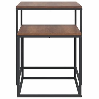 Salontafelset 2 st bewerkt hout en metaal 5