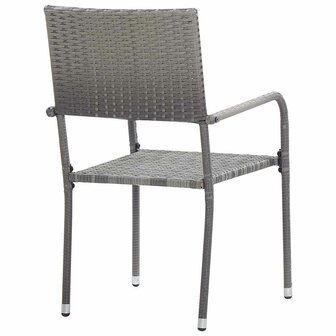 Tuinstoelen 2 st stapelbaar poly rattan grijs 5