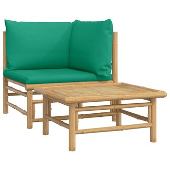 2-delige Loungeset met kussens bamboe groen 2