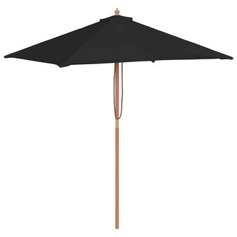 Parasol met houten paal 150x200 cm zwart 2