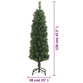 Kunstkerstboom met standaard smal 120 cm PVC groen 7