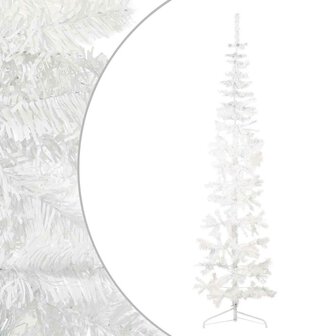 Kunstkerstboom half met standaard smal 240 cm wit 2