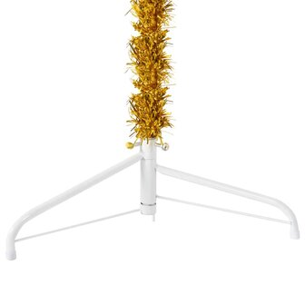 Kunstkerstboom half met standaard smal 120 cm goudkleurig 7