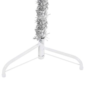 Kunstkerstboom half met standaard smal 180 cm zilverkleurig 9