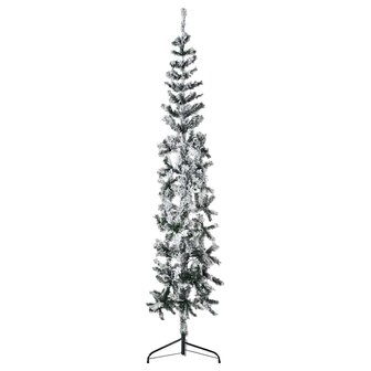 Kunstkerstboom half met sneeuw smal 180 cm 1