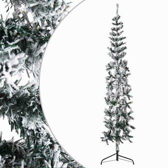 Kunstkerstboom half met sneeuw smal 180 cm 4