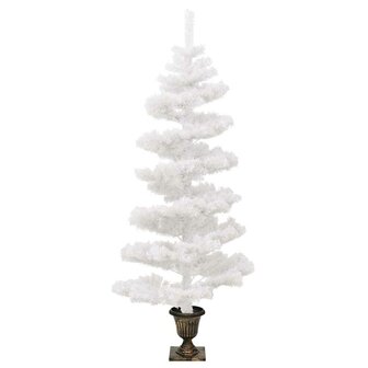 Kunstkerstboom met verlichting en pot 120 cm PVC wit 4