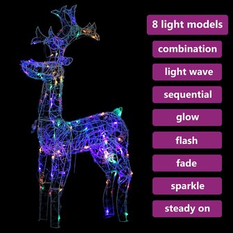 Kerstversiering rendier 90 LED&amp;apos;s 60x16x100 cm acryl 3