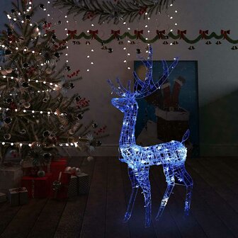Kerstversiering rendier 140 LED&amp;apos;s 128 cm acryl blauw 1