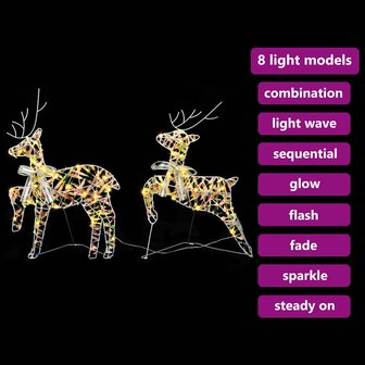 LED Rendieren 2 st 40 LED&amp;apos;s Warmwit 44 x 18 x 65,5 cm PET 9