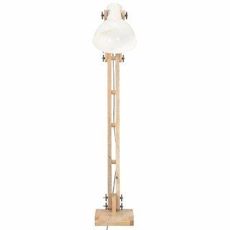 Vloerlamp E27 massief mangohout wit 3