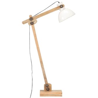 Vloerlamp E27 massief mangohout wit 4
