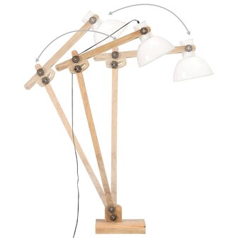 Vloerlamp E27 massief mangohout wit 5