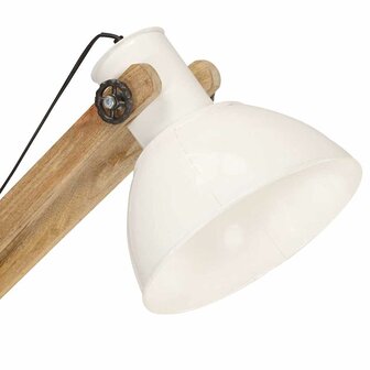 Vloerlamp E27 massief mangohout wit 6