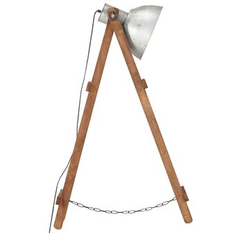 Vloerlamp E27 massief mangohout zilverkleurig 4
