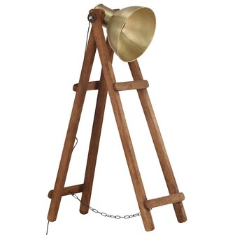 Vloerlamp E27 massief mangohout messingkleurig 2