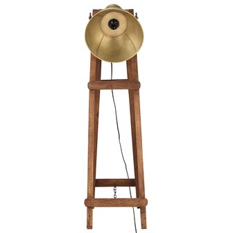 Vloerlamp E27 massief mangohout messingkleurig 3
