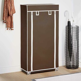 Stoffen schoenenrek met hoes 58 x 28 x 106 cm bruin 1