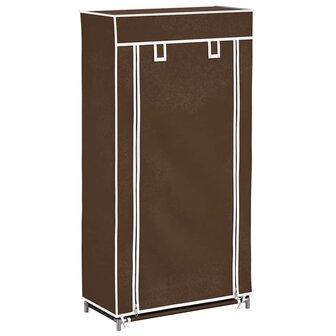 Stoffen schoenenrek met hoes 58 x 28 x 106 cm bruin 2