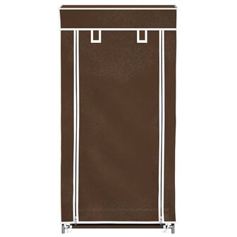 Stoffen schoenenrek met hoes 58 x 28 x 106 cm bruin 4