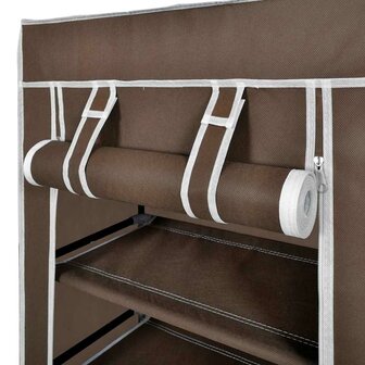 Stoffen schoenenrek met hoes 58 x 28 x 106 cm bruin 7