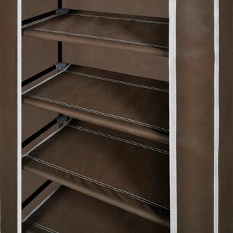 Stoffen schoenenrek met hoes 58 x 28 x 106 cm bruin 8