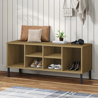 Schoenenrek met metalen poten OSLO 106x35x45cm grenenhout bruin 1