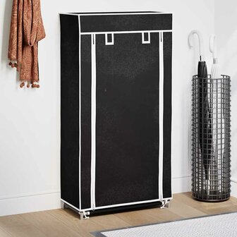 Schoenenkast met hoes 58x28x106 stof zwart 1