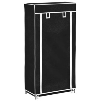 Schoenenkast met hoes 58x28x106 stof zwart 2